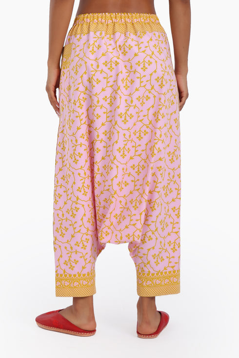Harem pants in printed cotton with one side pocket